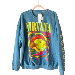 Urban Outfitters Women’s Blue Nirvana Sweatshirt S/M oversized